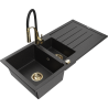 Mexen Andres гранитна мивка с 1,5 камери с отцедник и кухненски смесител Aster,
