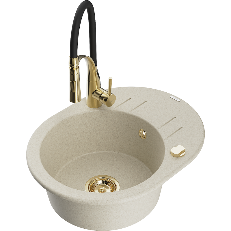 Mexen Kevin гранитна мивка с една камера и отцедник и кухненски смесител