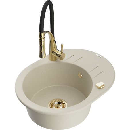 Mexen Kevin гранитна мивка с една камера и отцедник и кухненски смесител