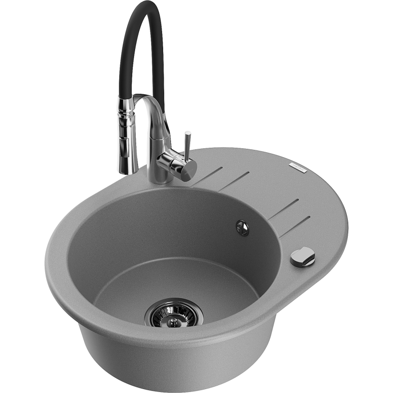 Mexen Kevin гранитна кухненска мивка с едно корито с отцедник и кухненски