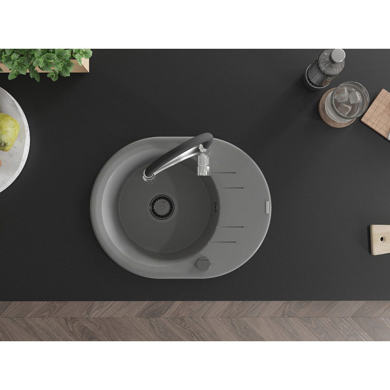 Mexen Kevin гранитна кухненска мивка с едно корито с отцедник и кухненски