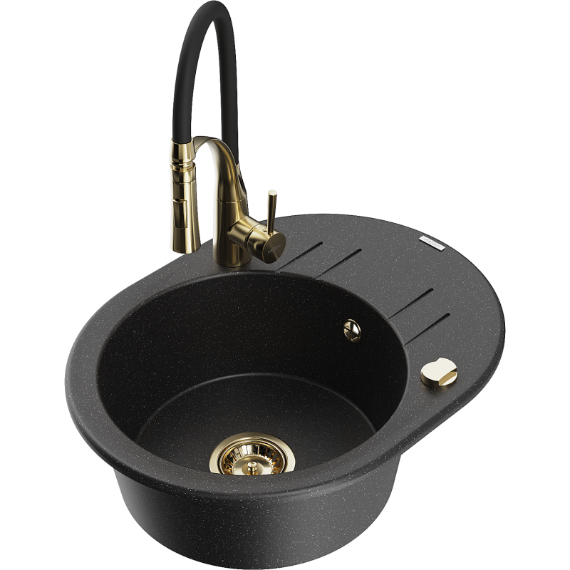 Mexen Kevin гранитна мивка с 1 отделение с отцедник и кухненски смесител