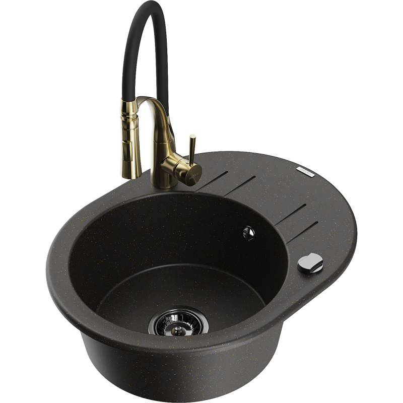 Mexen Kevin гранитна мивка с 1 отделение със сушилник и кухненски смесител