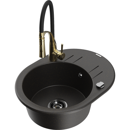 Mexen Kevin гранитна мивка с 1 отделение със сушилник и кухненски смесител