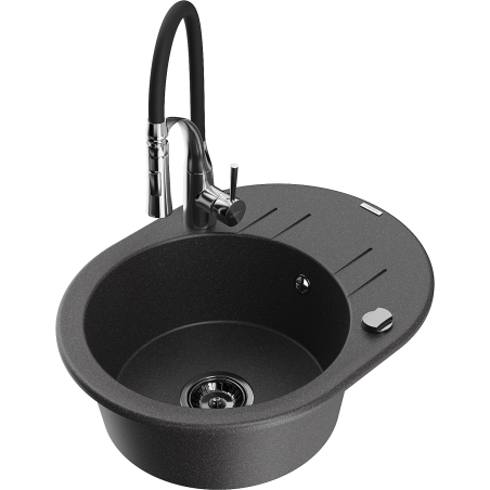 Mexen Kevin гранитна мивка с 1 камера с отцеждач и кухненски смесител Aster,