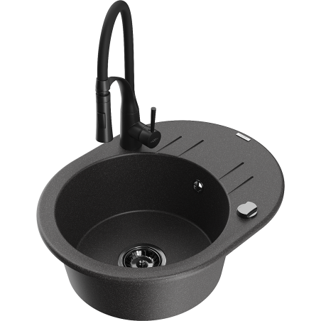 Mexen Kevin гранитна мивка с 1 корито с отцедник и кухненски смесител Aster,