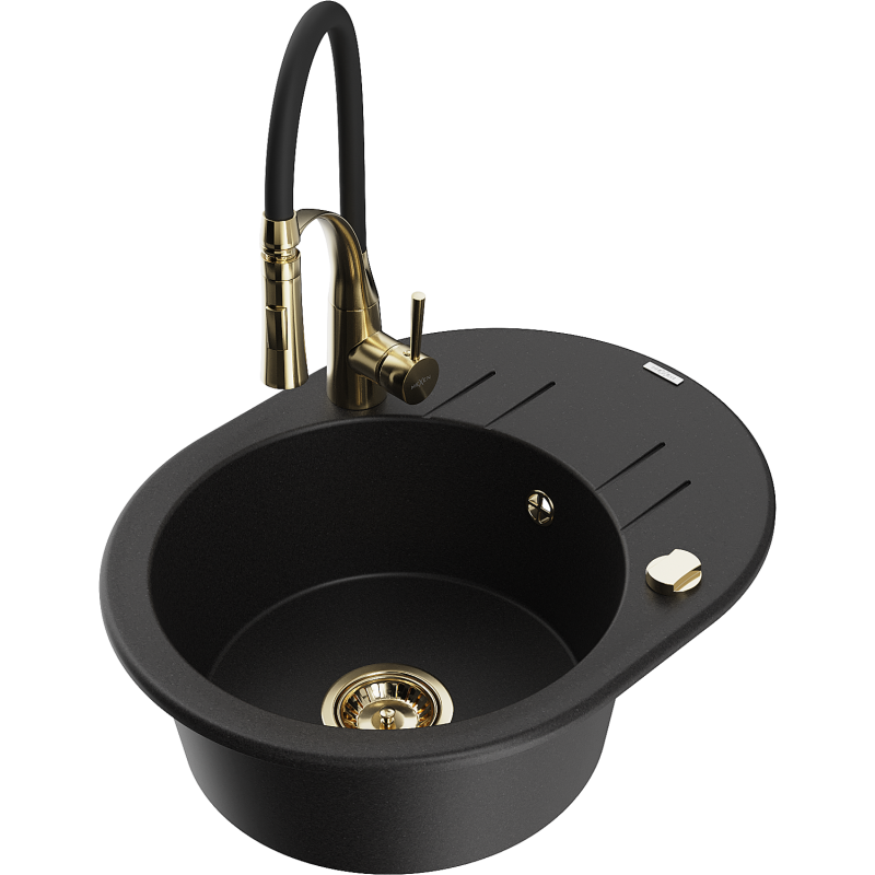 Mexen Kevin гранитна мивка с 1 отделение със сушилня и кухненски смесител