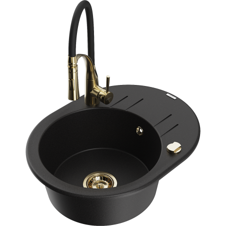 Mexen Kevin гранитна мивка с 1 отделение със сушилня и кухненски смесител