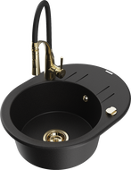 Mexen Kevin гранитна мивка с 1 отделение със сушилня и кухненски смесител