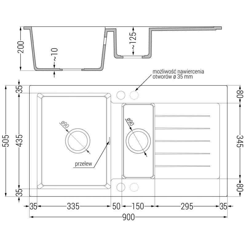 Mexen Matias гранитна мивка 1,5 отделения с отцедник и кухненски смесител Flora, сив - 6502-71-670401-00