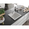 Mexen Vito гранитна мивка с 1 отделение с кухненски смесител Flora, бял - 6503-20-670401-02