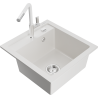 Mexen Vito гранитна мивка с 1 отделение с кухненски смесител Flora, бял - 6503-20-670401-02