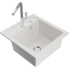 Mexen Vito гранитна мивка с 1 отделение с кухненски смесител Flora, бял - 6503-20-670401-06