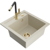 Mexen Vito гранитна мивка с 1 корито с кухненски смесител Flora, бежова