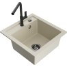 Mexen Vito гранитна кухненска мивка с 1 корито и кухненски смесител Flora, бежов - 6503-69-670401-70-B
