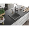 Mexen Vito гранитна кухненска мивка с батерия Flora, сива - 6503-71-670401-57-B
