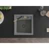 Mexen Vito гранитна кухненска мивка с батерия Flora, сива - 6503-71-670401-57-B