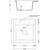 Mexen Vito гранитна мивка 1-коморова с кухненски смесител Flora, черна на точки - 6503-76-670401-75-G