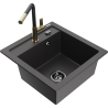 Mexen Vito гранитна кухненска мивка с 1 отделение и кухненски смесител Flora,