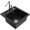 Mexen Vito гранитна кухненска мивка с 1 корито с кухненски смесител Flora, черен - 6503-77-670401-00