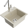 Mexen Milo кухненска мивка от гранит с 1 камера и кухненски смесител Flora, бежов - 6505-69-670401-00