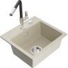 Mexen Milo гранитна мивка с 1 корито и кухненски смесител Flora, бежов - 6505-69-670401-07