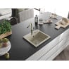 Мивка от гранит Mexen Milo с 1 камера и кухненски смесител Flora, бежов - 6505-69-670401-09