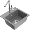 Mexen Milo гранитна мивка с 1 отделение и кухненски смесител Flora, сив - 6505-71-670401-00