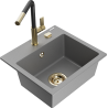 Mexen Milo гранитна мивка с едно корито с кухненски смесител Flora, сив