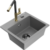 Mexen Milo кухненска мивка от гранит с 1 отделение с кухненски смесител Flora, сив - 6505-71-670401-57-B