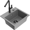 Mexen Milo гранитна мивка с 1 камера с кухненски смесител Flora, сива