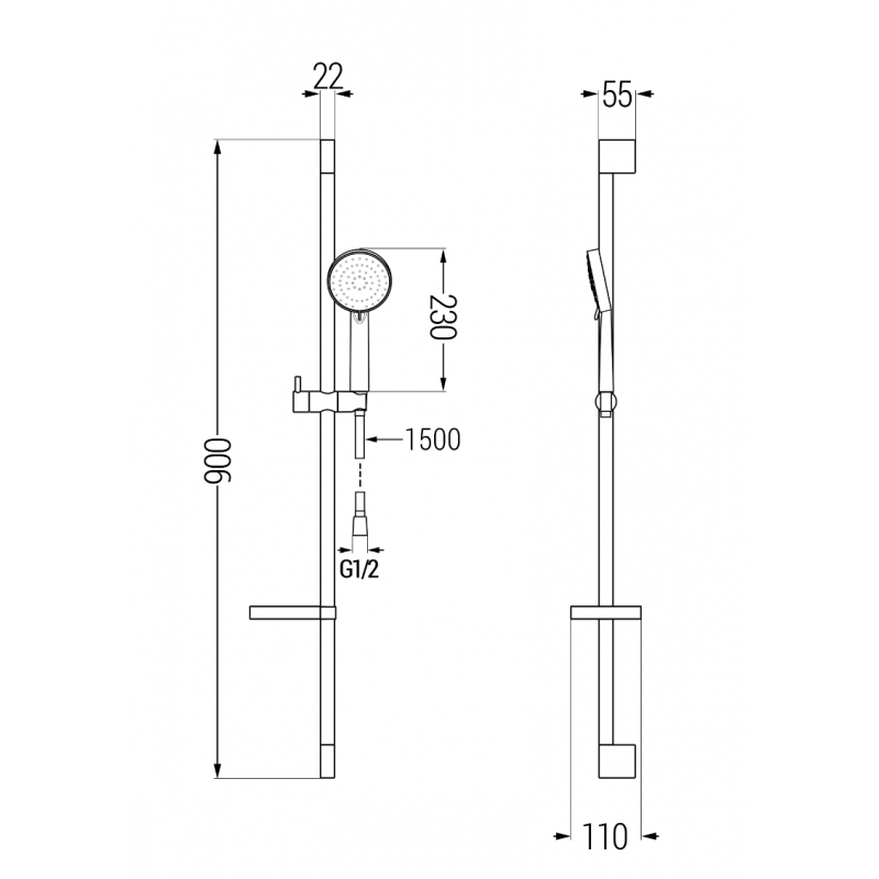 Mexen Pecos DS75 комплект за душ, черен - 72714DS75-70