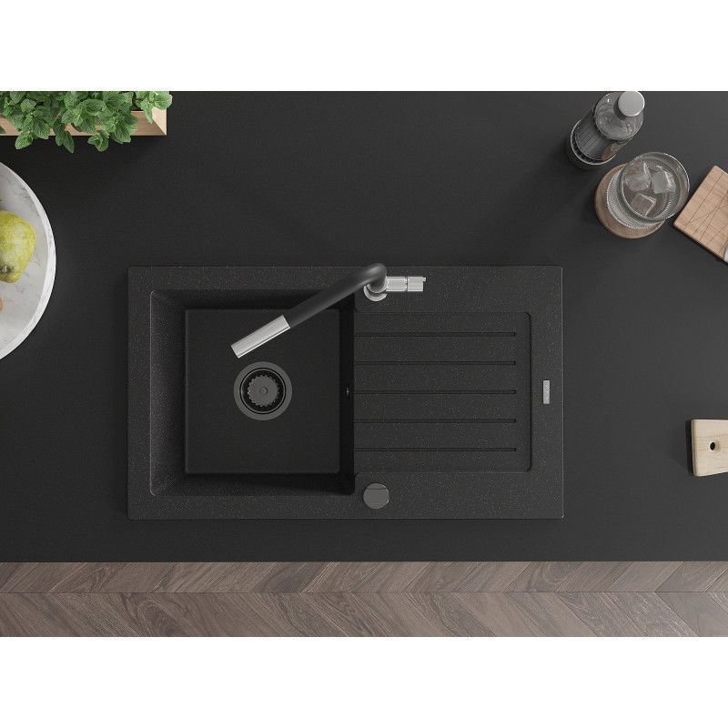 Mexen Pablo гранитна мивка с една камера с отцедник и кухненски смесител