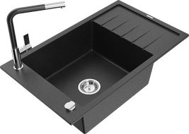 Mexen Elias гранитна мивка с 1 отделение, със сушилник и кухненски смесител