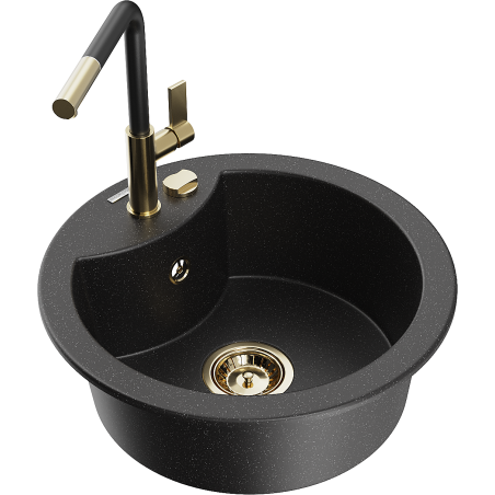 Mexen Diego гранитна мивка с 1 отделение с кухненски смесител Flora,