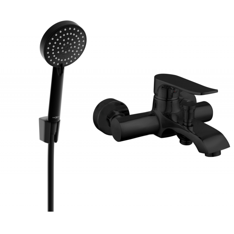 Mexen Pecos R75 смесител за вана с душ комплект, черен - 7273R75-70
