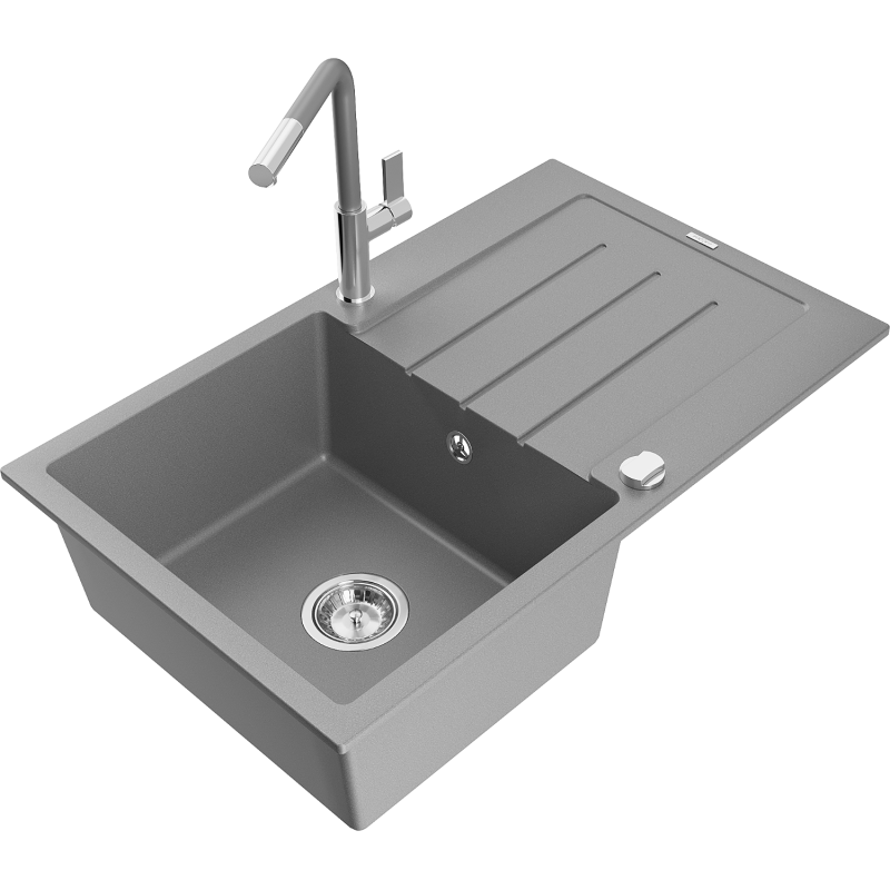 Mexen Bruno гранитна мивка с една камера с отцедник и кухненски смесител