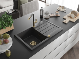 Mexen Bruno гранитна кухненска мивка с една камера със сушилня и кухненски
