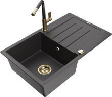 Mexen Bruno гранитна кухненска мивка с една камера със сушилня и кухненски