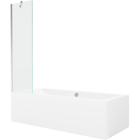 Mexen Cube правоъгълна вана 170 x 80 см с корпус и 1-крилен параван 50 см, прозрачна, хром - 550517080X9505000001