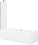 Mexen Cube правоъгълна вана 170 x 80 см с обвивка и преграда 1-двукрила 50 см, прозрачна, хром - 550517080X9505000001
