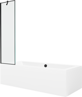 Mexen Cube правоъгълна вана 170 x 80 cm с панел и еднокрилен параван 50 cm, черен модел - 550517080X9505007070