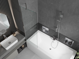 Mexen Cube правоъгълна вана 170 x 80 см с корпус и 1-крилен параван 60 см,