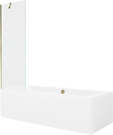 Mexen Cube правоъгълна вана 170 x 80 cm с корпус и еднокрилен параван 60 cm, прозрачна, златиста - 550517080X9506000050