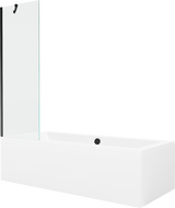 Mexen Cube вана правоъгълна 170 x 80 см с обшивка и преграда с 1 крило 60 см, прозрачен, черен - 550517080X9506000070