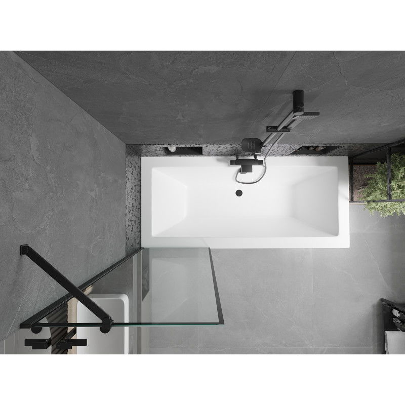 Mexen Cube правоъгълна вана 170 x 80 cm с обшивка и еднокрилен параван 60 cm, черен десен - 550517080X9506007070