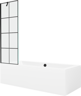 Mexen Cube праволинейна вана 170 x 80 см с обшивка и параван 1-крила 60 см, черен модел - 550517080X9506007077
