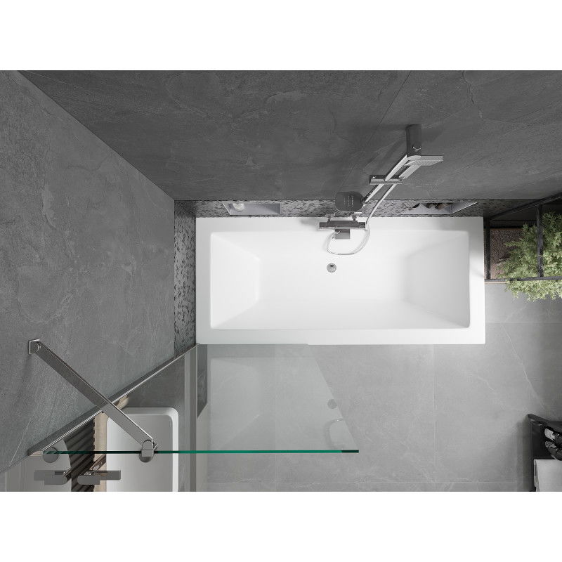 Mexen Cube правоъгълна вана 170 x 80 см с облицовка и 1-крилен параван 70 см,