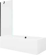 Mexen Cube правоъгълна вана 170 x 80 см с обшивка и еднокрилен параван 70 см, прозрачно, черно - 550517080X9507000070