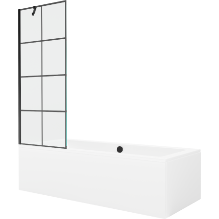 Mexen Cube правоъгълна вана 170 x 80 cm с облицовка и еднокрилен параван 70 cm, черен десен - 550517080X9507007077